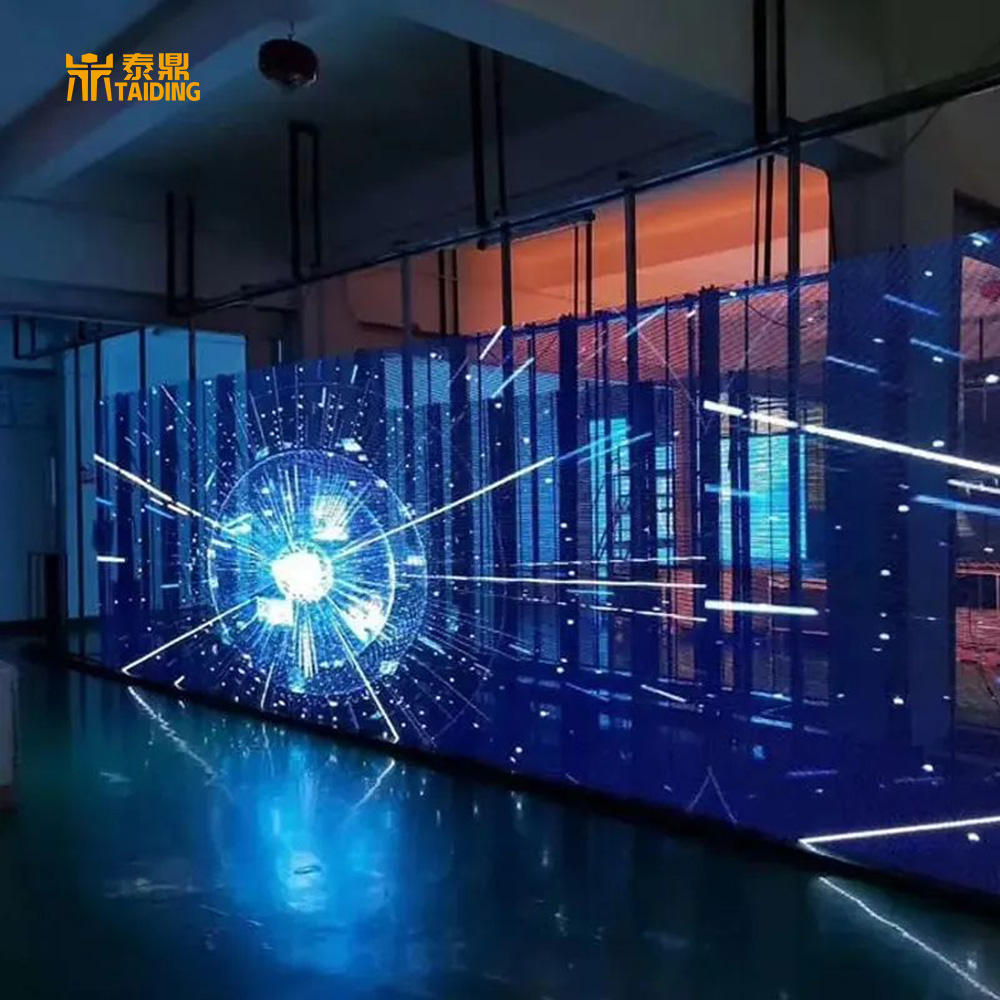 Taiding Outdoor Indoor Full Color P4 P10 Polymer Nano Film Screen Led Glass Shop Windows Transparent Display Led in Glass Wall