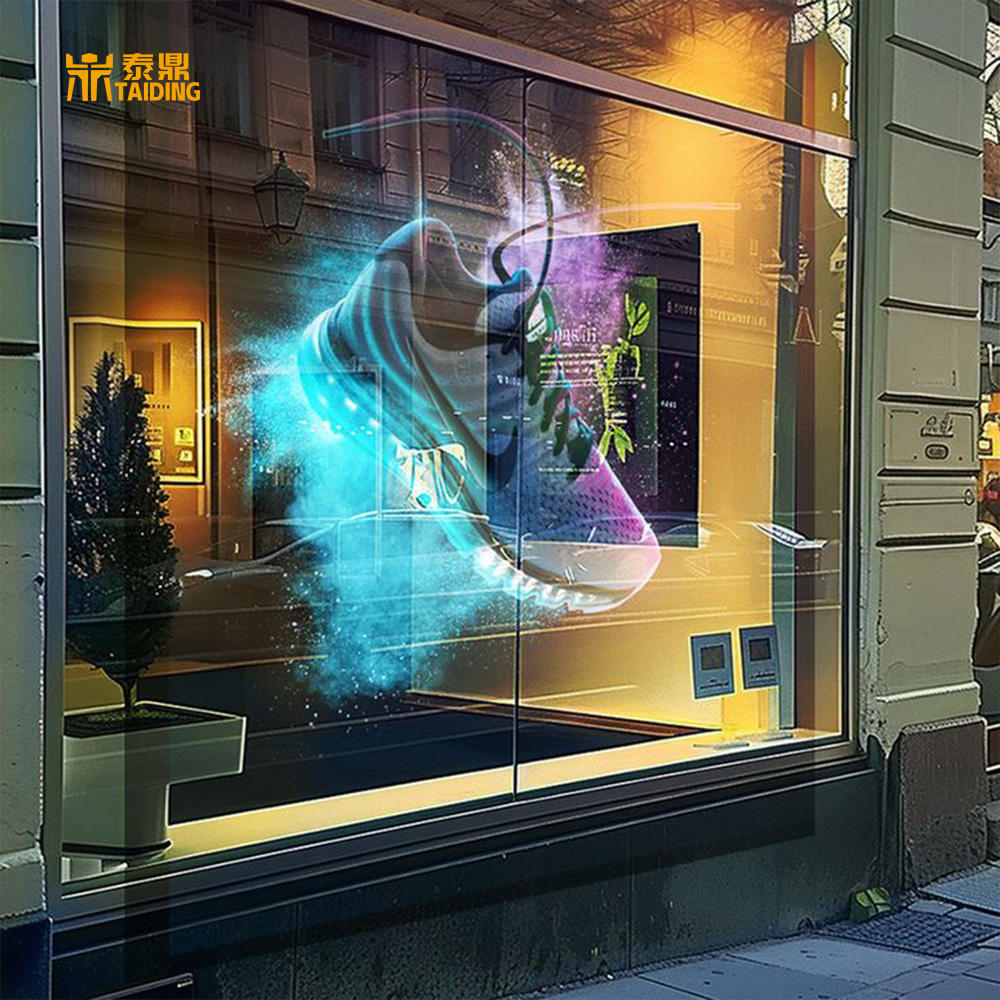 Window Customization Transparent Holographic 3D Film LED Display Transparent Glass Adhesive Ultra Thin LED Screen