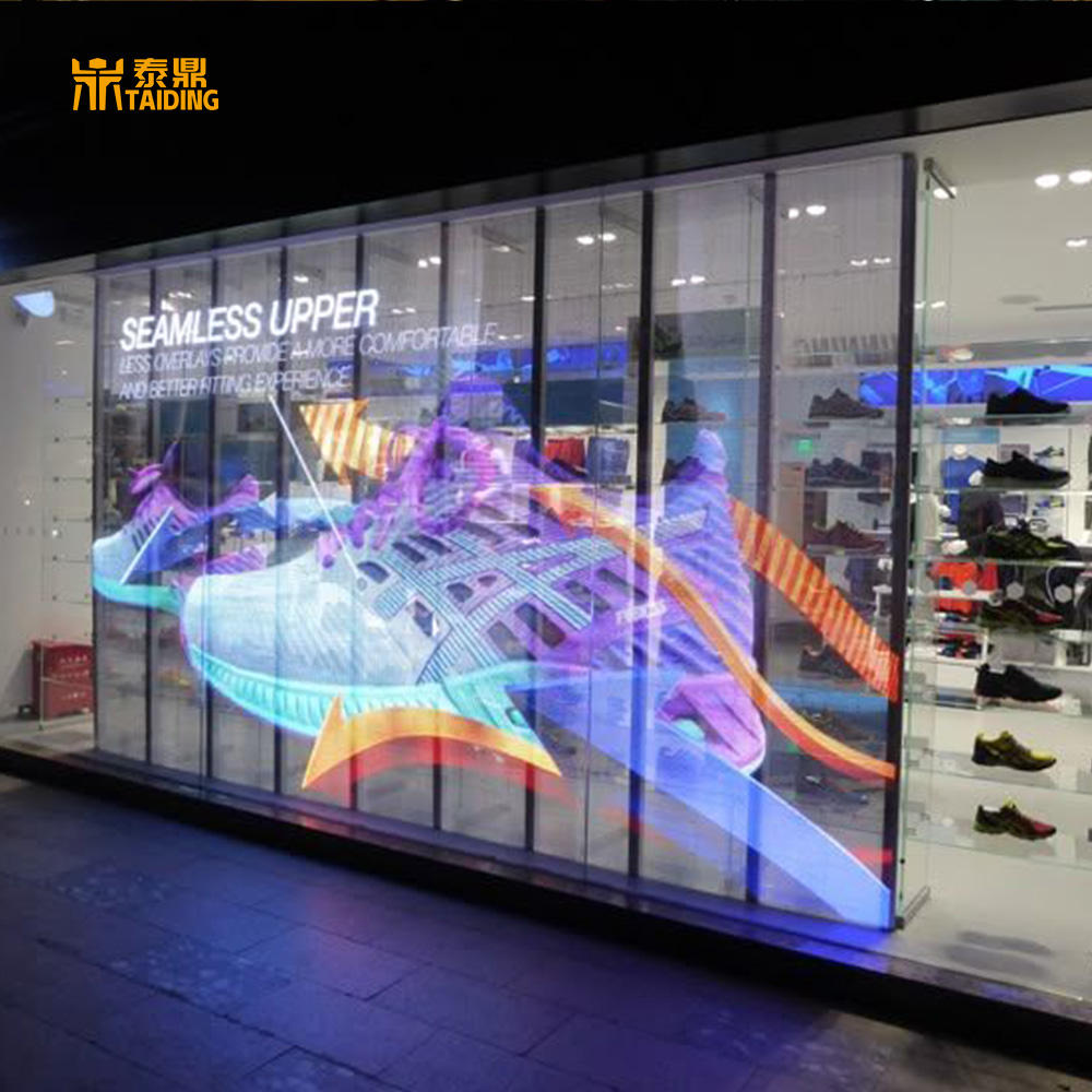 Custom Creative Ultra Thin Curved Adhesive Transparent Led Film Full Color Screen for Indoor Glass Window Advertising Displays