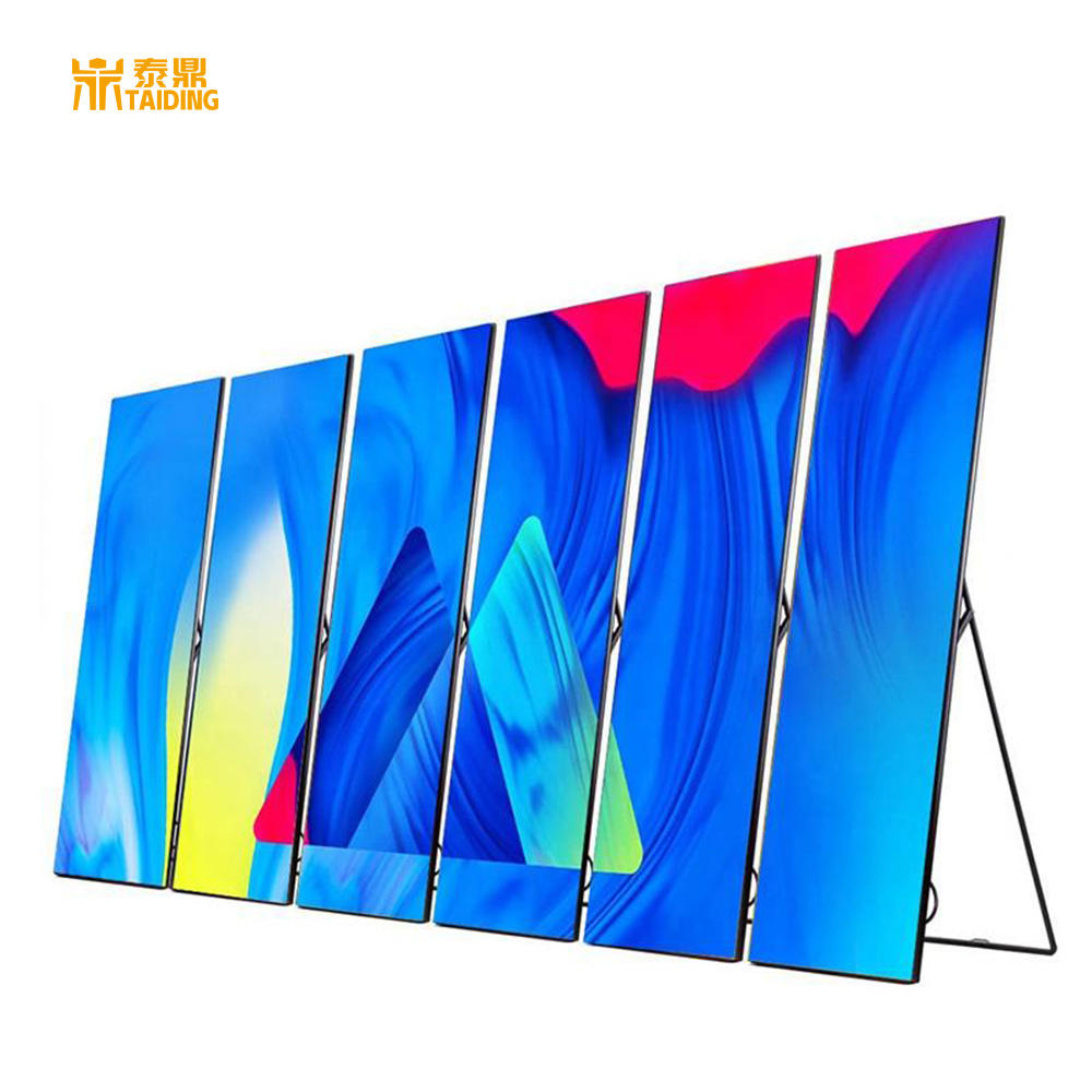 Digital Poster Led Screen Indoor Led Display P1.8 P2 P2.5 P3 4g Wifi Usb Movable Mirror Screen Led Poster Display for Sale